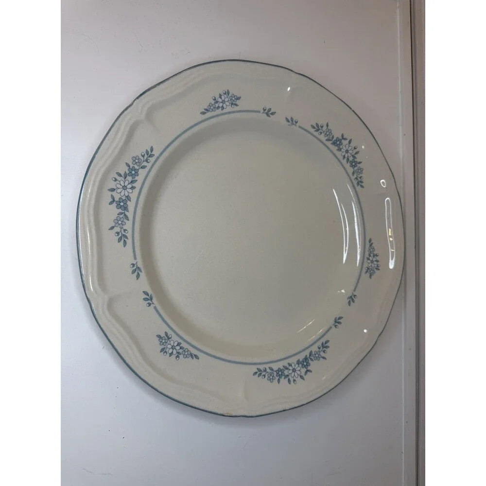Vintage Brick Oven Stoneware Vineyard Dinner Plate 10.75” Blue Floral Farmhouse